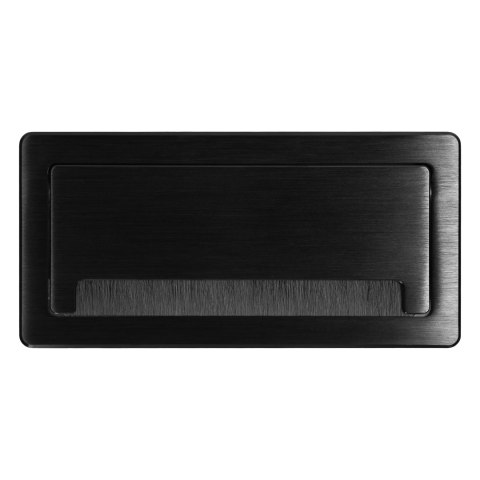 Gniazdo meblowe wpuszczane w blat z płaskim frezowanym rantem, szczotką przeciwkurzową i przewodem 1,5m, 2x2P+Z (Schuko), 2xUSB 