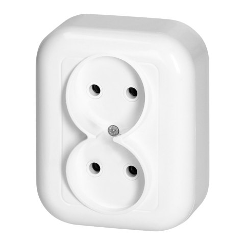 Gniazdo podwójne n/t 2x2p 16A, 250V, FAN, biały