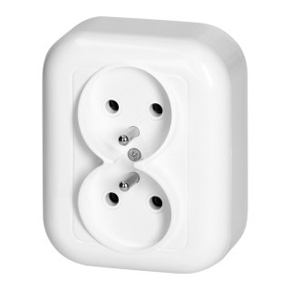 Gniazdo podwójne n/t 2x2p+Z 16A, 250V, FAN, biały