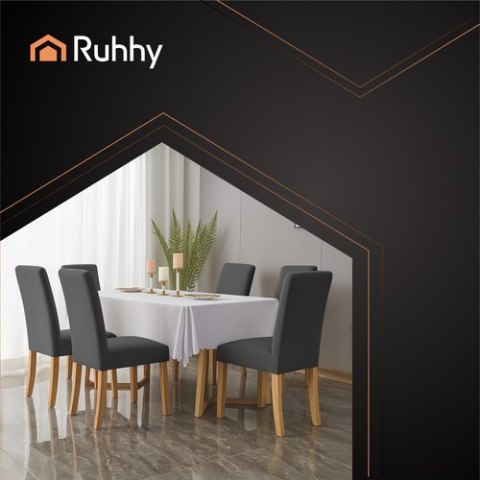 Pokrowce na krzesła- 6 szt.ciemnoszare Ruhhy 25990