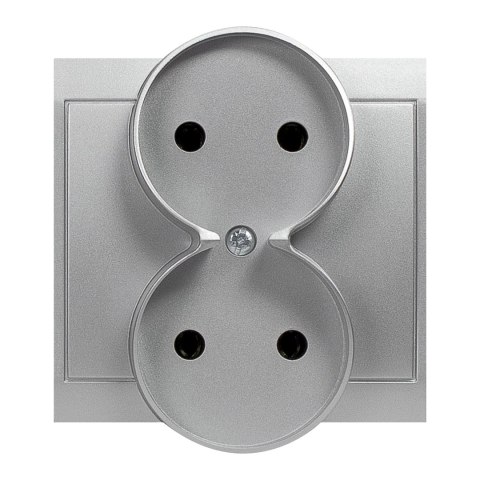 Gniazdo podwójne p/t 2x2P Luna, 16A, 250V, PT-5LR, srebrny