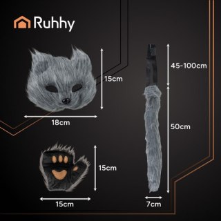 Strój kota/lisa 4el. szary Ruhhy 26247