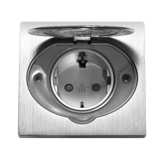Gniazdo elektryczne, hermetyczne, dopuszkowe, IP44, stal nierdzewna, wersja Schuko