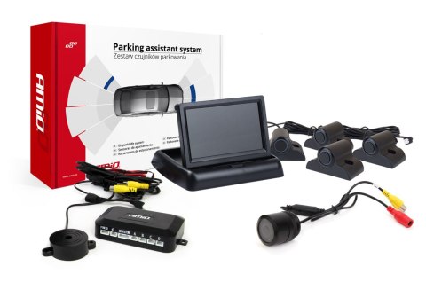 Zestaw czujników parkowania tft02 4,3" z kamerą hd-301-ir 4 sensory czarne truck