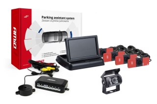 Zestaw czujników parkowania tft02 4,3" z kamerą hd-501-ir 4 sensory czarne wewnętrzne