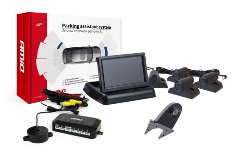 Zestaw czujników parkowania tft02 4,3" z kamerą hd-502-ir 4 sensory czarne truck