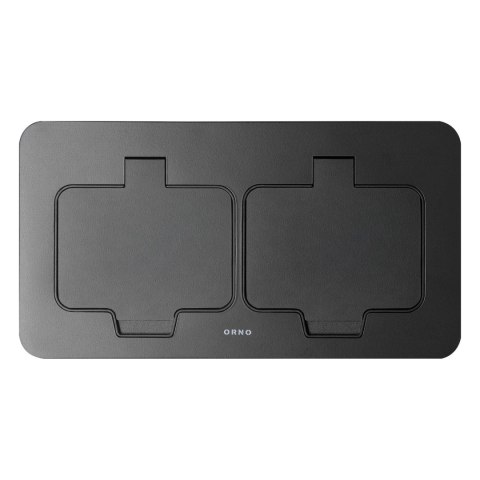 Hermetyczne gniazdo elektryczne podwójne, prostokątne, IP55, czarne