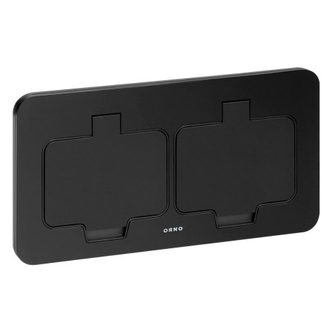 Hermetyczne gniazdo elektryczne podwójne, prostokątne, IP55, czarne