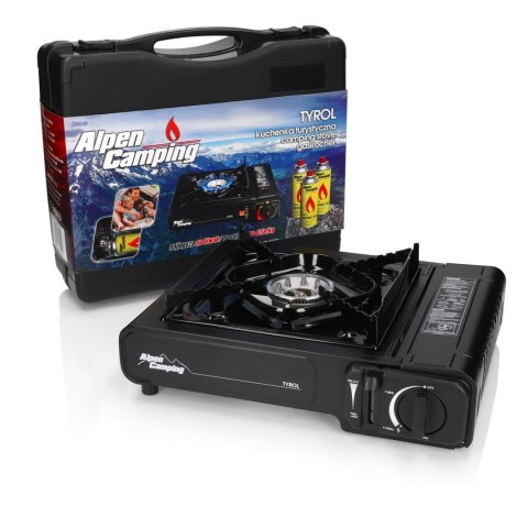 Kuchenka turystyczna Alpen Camping, moc: 2.0 kW, zużycie gazu 146g/h, zapłon piezoelektryczny, TYROL