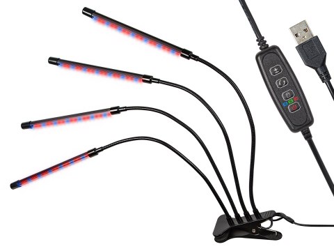 71-302# Lampa stojąca do uprawy roślin z klipsem poczwórna