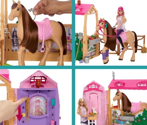 Lalka barbie zestaw ze stajnią, koniem i akcesoriami
