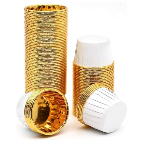 DA517A Foremki, papilotki do babeczek 50szt biało-złote DA517A Foremki, papilotki do babeczek 50szt biało-złote