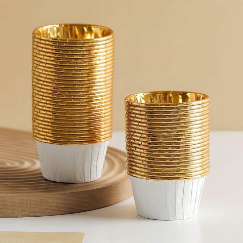 DA517A Foremki, papilotki do babeczek 50szt biało-złote DA517A Foremki, papilotki do babeczek 50szt biało-złote