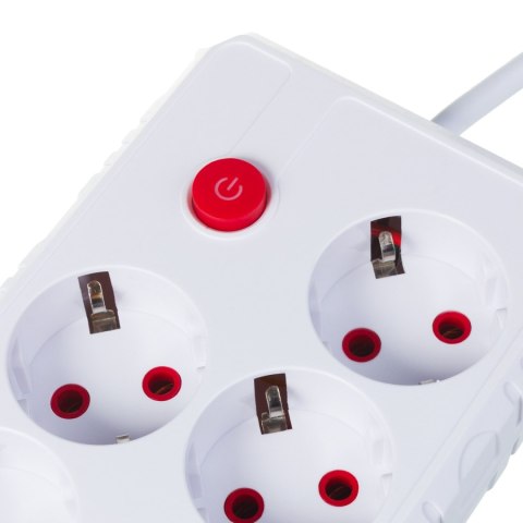 Listwa zasilająca Maclean, przedłużacz 4 gniazda + 3xUSB, 110-240V AC 50/60Hz, 2.1A max 2500W, 3m, biała,MCE393 W