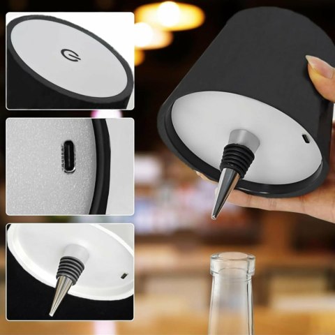 ZD167 Bezprzewodowa lampka nocna dotykowa na butelkę czarna