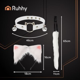 Strój kota/lisa 3el. biały Ruhhy 26584