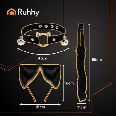 Strój kota/lisa 3el. czarny Ruhhy 26587