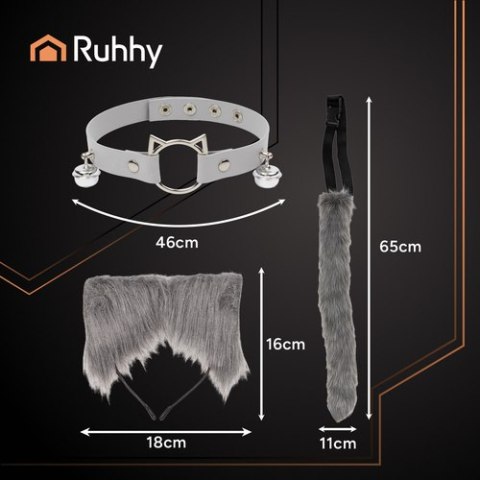 Strój kota/lisa 3el. szary Ruhhy 26586