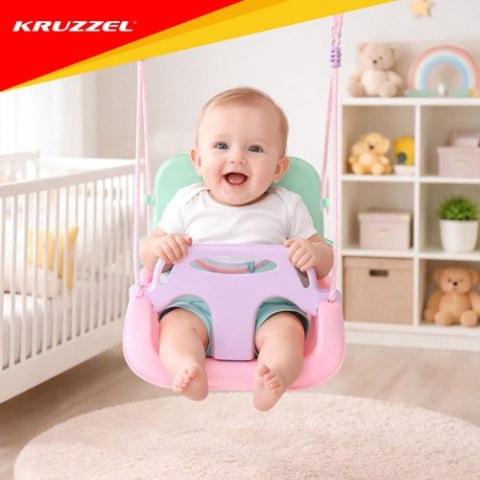 Huśtawka dla dzieci 3w1 pastelowa Kruzzel