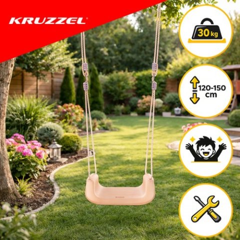 Huśtawka dla dzieci 3w1 szaro-beżowa Kruzzel