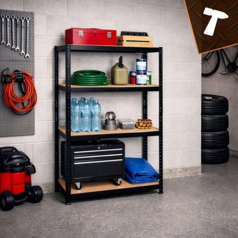 Regał magazynowy - czarny 150x75x30 Bigstren