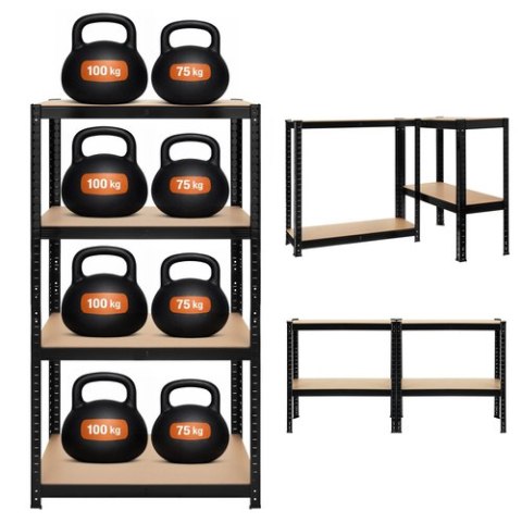 Regał magazynowy - czarny 150x75x30 Bigstren