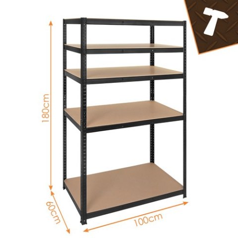 Regał magazynowy - czarny 180x100x60 Bigstren