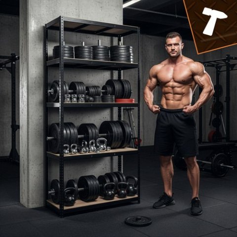 Regał magazynowy - czarny 220x100x45 Bigstren