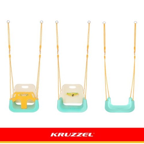Huśtawka dla dzieci 3w1 kremowo-turkusowa Kruzzel