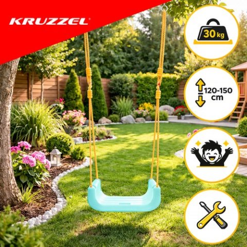 Huśtawka dla dzieci 3w1 kremowo-turkusowa Kruzzel