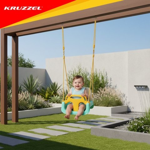 Huśtawka dla dzieci 3w1 kremowo-turkusowa Kruzzel