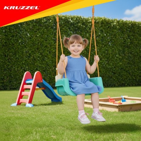 Huśtawka dla dzieci 3w1 kremowo-turkusowa Kruzzel