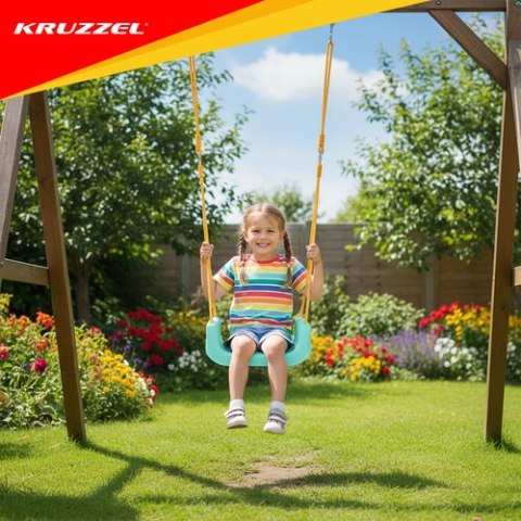 Huśtawka dla dzieci 3w1 kremowo-turkusowa Kruzzel