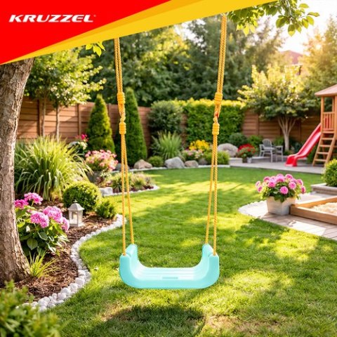 Huśtawka dla dzieci 3w1 kremowo-turkusowa Kruzzel