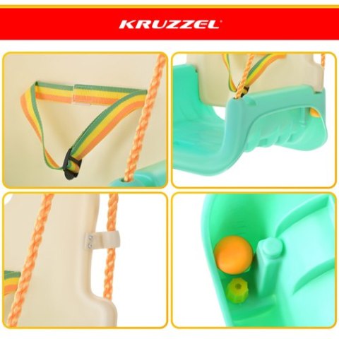 Huśtawka dla dzieci 3w1 kremowo-turkusowa Kruzzel