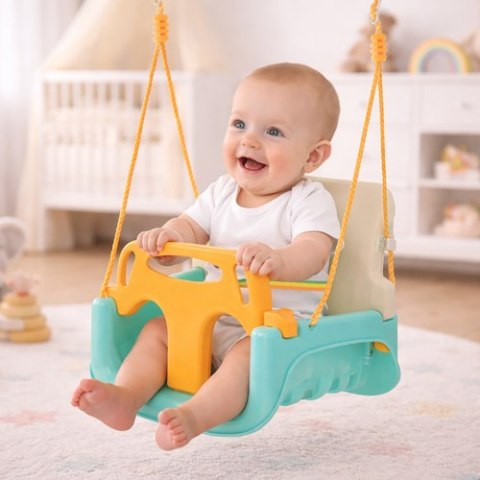 Huśtawka dla dzieci 3w1 kremowo-turkusowa Kruzzel