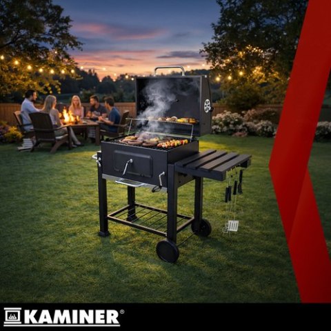 Grill ogrodowy z pokrywą 114x67x120cm Kaminer