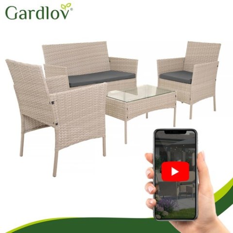 Meble ogrodowe rattanowe beżowe Gardlov 26909