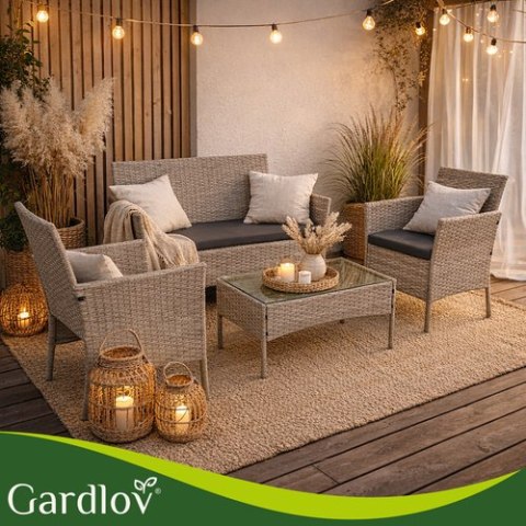 Meble ogrodowe rattanowe beżowe Gardlov 26909