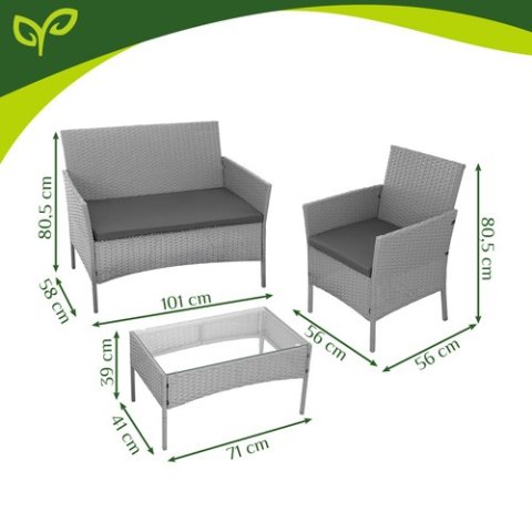 Meble ogrodowe rattanowe szare Gardlov 26910