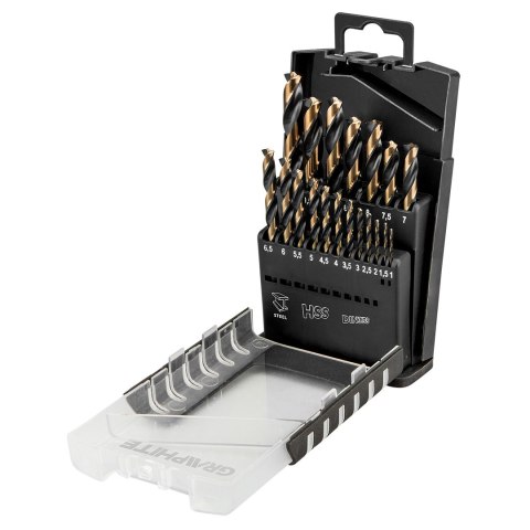Wiertła do metalu HSS-CNC, 124°, "Pro-Tec", 1.0 - 10.0 mm, zestaw 19 szt.