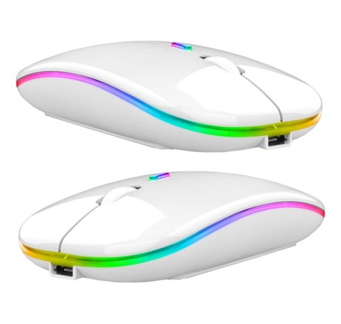AK211B Mysz bezprzewodowa rgb biała