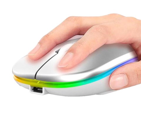 AK211B Mysz bezprzewodowa rgb biała